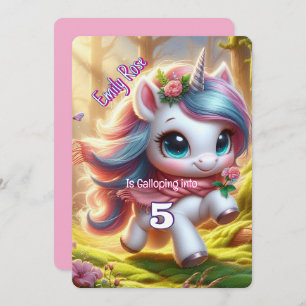 Unicorne personnalisée Invitations d'anniversaire