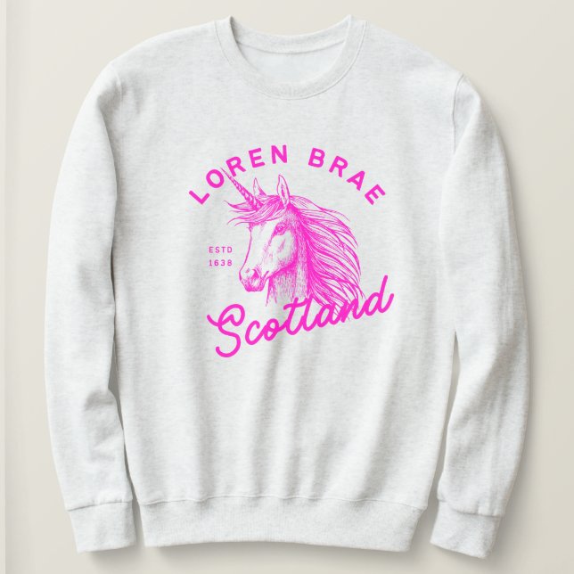 Unicorne rose chaud Loren Brae sweatshirt (Design devant)