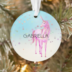 Unicorne rose Confetti Nom personnalisé
