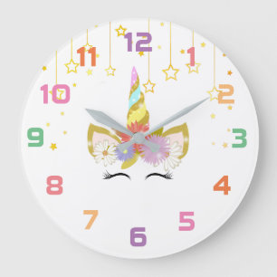 Unicorne rose Fille Nourriture Décor Mur Horloge