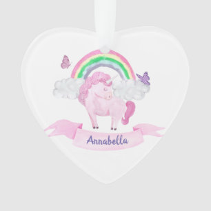 Unicorne rose magique Papillons arc-en-ciel