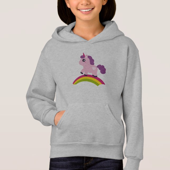 Unicorne rose mignonne sur un arc-en-ciel (Devant)