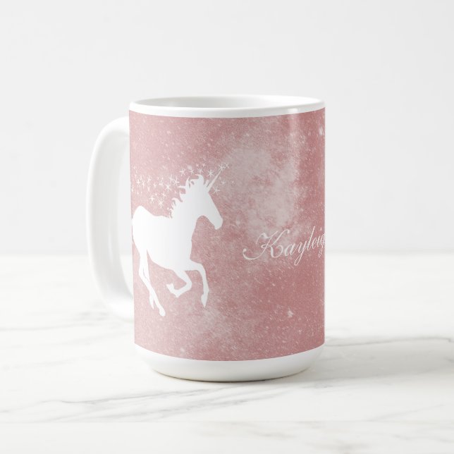 Unicorne rose Personnalisé Café Mug (Devant gauche)
