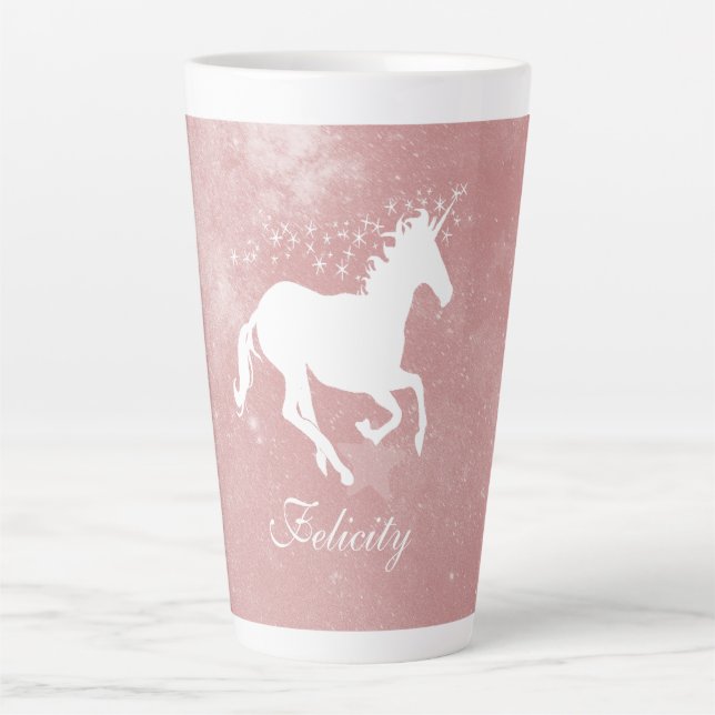 Unicorne rose Personnalisé Latte Mug (Devant)