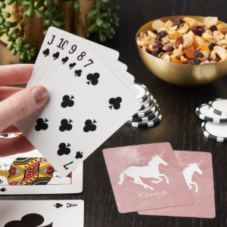 Unicorne rose Personnalisée Cartes de Jeu