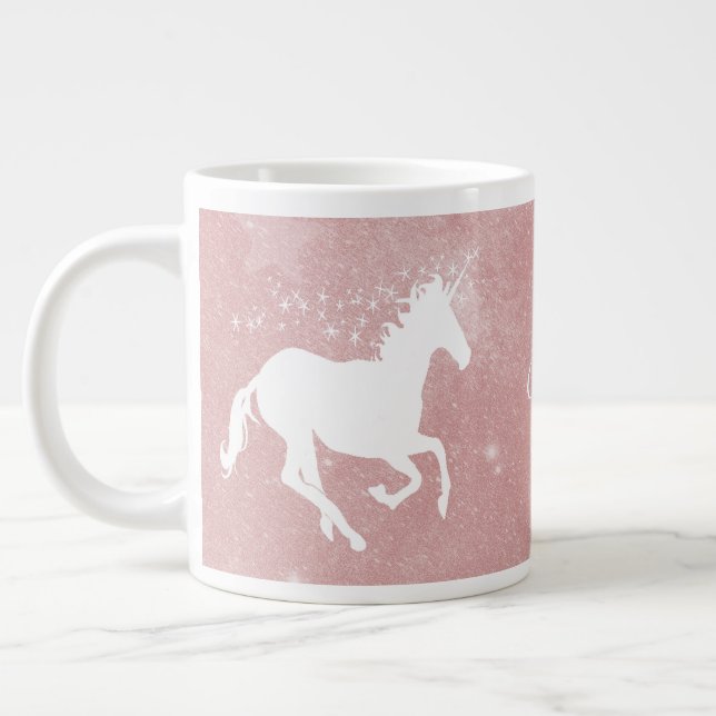 Unicorne rose Personnalisée Mug de café géant (Gauche)