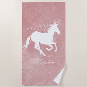 Unicorne rose Serviette de plage personnalisée