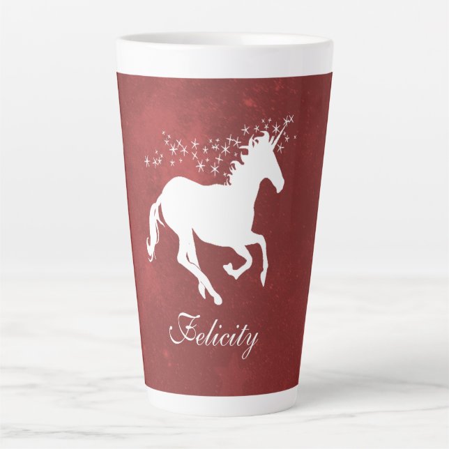 Unicorne rouge - Mug de latte personnalisée (Devant)