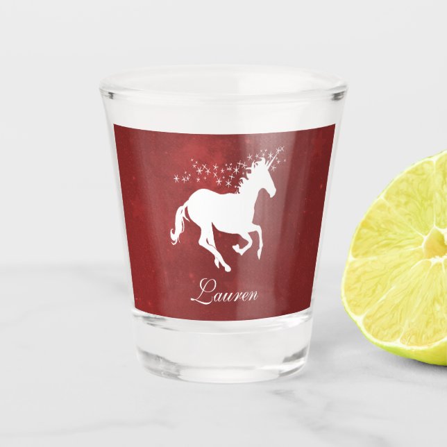 Unicorne rouge verre de tir personnalisé (Devant)