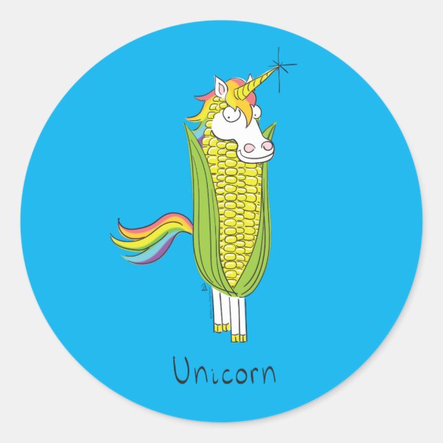 Unicorne Stickers de maïs drôle (Devant)