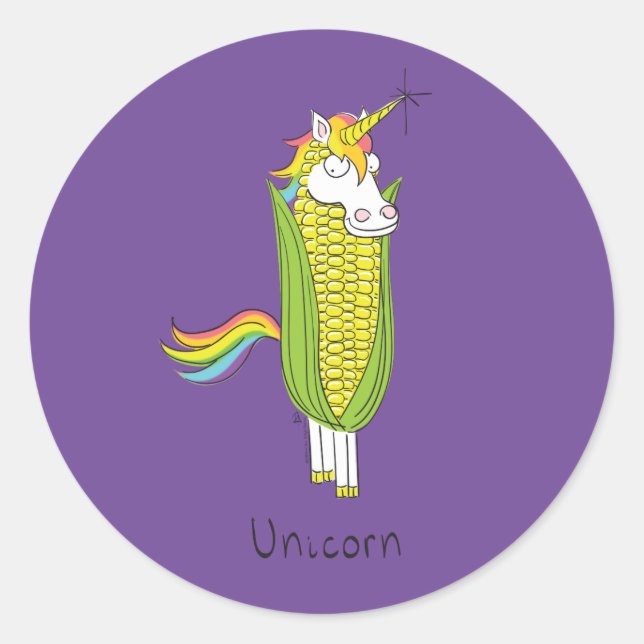Unicorne Stickers de maïs drôle (Devant)