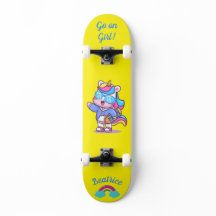 Unicorne sur skateboard avec légendes personnalisé