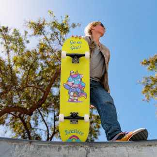 Unicorne sur skateboard avec légendes personnalisé