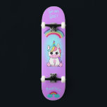 Unicorne sur skateboard avec légendes personnalisé<br><div class="desc">Unicorne sur skateboard avec légendes personnalisées Unicorn Personnalisé Skateboard CLIQUEZ SUR OPTION PERSONNALISER MODÈLE ET ENTREZ LE NOM. vous pouvez également personnaliser d'autres légendes. skateboard cool conçu avec des couleurs vives et pour l'arrière - plan et une licorne funky chevauchant un skateboard. Ce Skateboard est une excellente idée cadeau pour...</div>