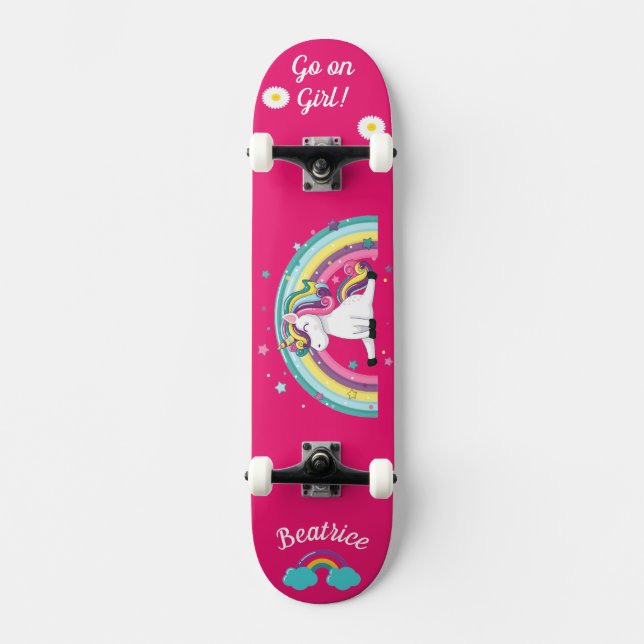 Unicorne sur skateboard avec légendes personnalisé (Recto)