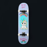 Unicorne sur skateboard avec légendes personnalisé<br><div class="desc">Unicorne sur skateboard avec légendes personnalisées Unicorn Personnalisé Skateboard CLIQUEZ SUR OPTION PERSONNALISER MODÈLE ET ENTREZ LE NOM. vous pouvez également personnaliser d'autres légendes. skateboard cool conçu avec des couleurs vives et pour l'arrière - plan et une licorne funky chevauchant un skateboard. Ce Skateboard est une excellente idée cadeau pour...</div>