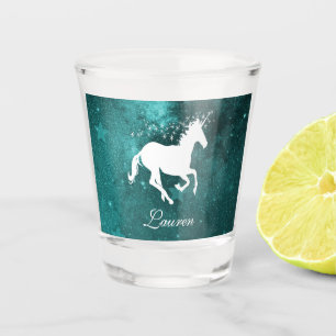 Unicorne turquoise verre de tir personnalisé