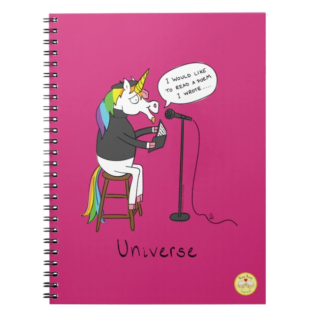 Unicorne Universe Lecture de poésie Carnet Funny (Devant)