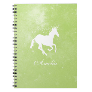 Unicorne verte Carnet personnalisé