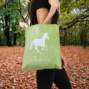 Unicorne verte Sac fourre-tout personnalisé