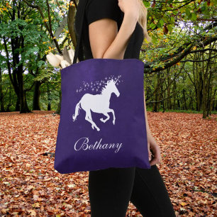Unicorne violet foncé Sac fourre-tout personnalisé