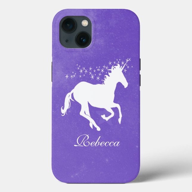 Unicorne violette coque iphone Coque personnalisé (Verso)