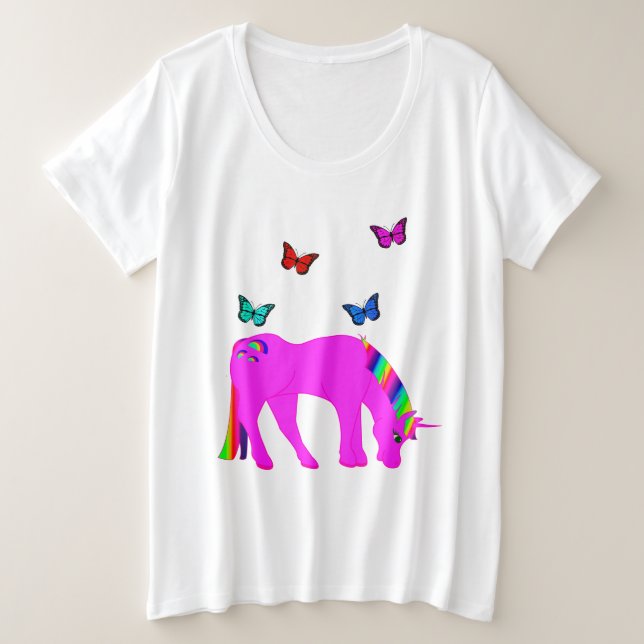 Unicorne violette & Papillons Plus Taille, ZKOA (Design devant)