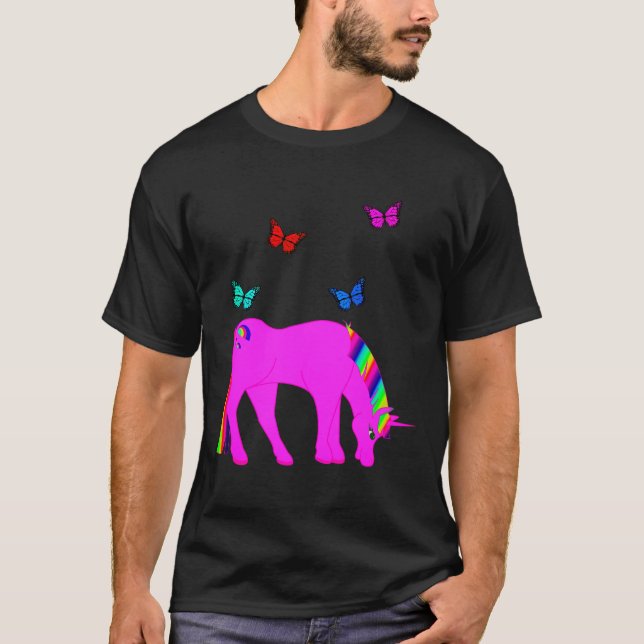Unicorne violette & papillons T-shirt Homme ZKOA (Devant)