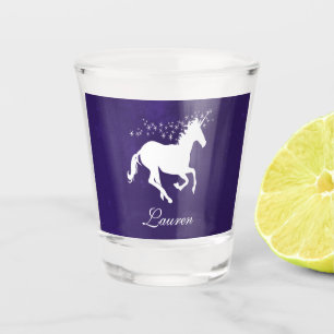 Unicorne violette verre de tir personnalisé