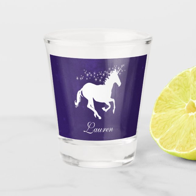 Unicorne violette verre de tir personnalisé (Devant)