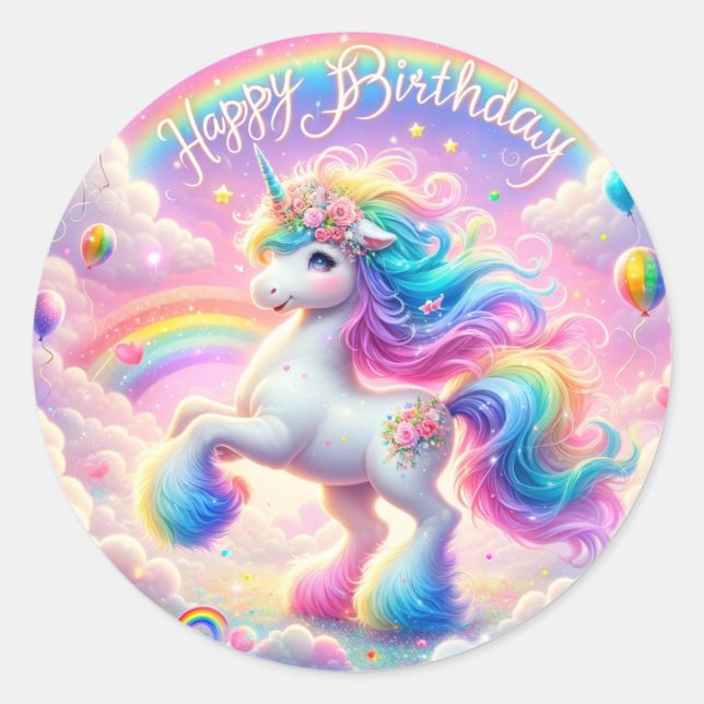 Unicorne Whimsical stickers Anniversaire (Devant)