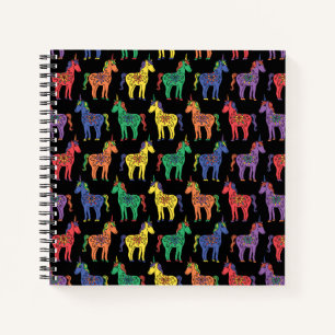 Unicornes de couleur arc-en-ciel sur Carnet spiral