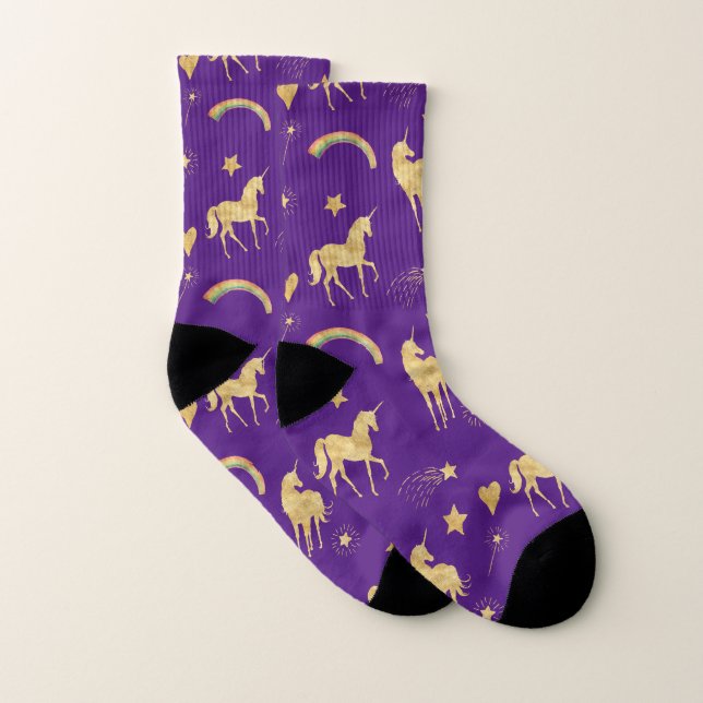Unicornes d'or et Rainbows (Paire)