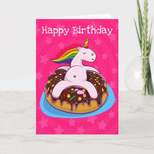 Unicornes Et Donuts Personnalisés Carte Anniversai (Devant)