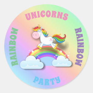 Unicornes et Stickers ronds arc-en-ciel