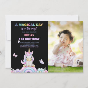 Unicornes papillon Invitations d'anniversaire avec