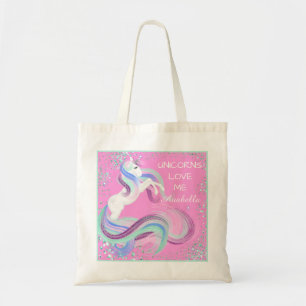 "Unicorns Love Me" Étoiles Glittery Sac fourre-tou