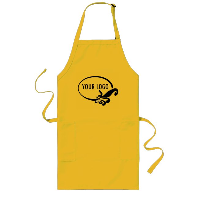 Uniforme de tablier jaune long avec poches logo pe (Devant)
