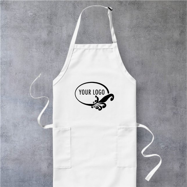 Uniforme en tablier blanc long personnalisé avec p (MISOOK White Apron with Logo)