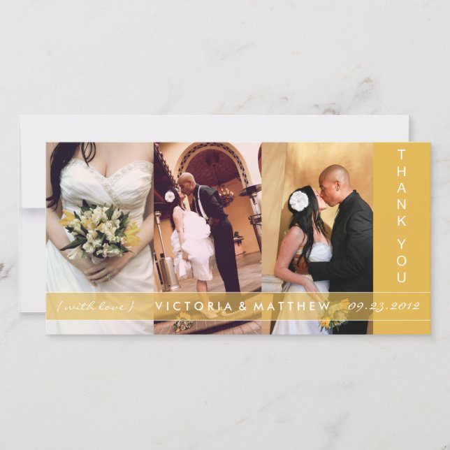 UNION D'OR JAUNE | CARTE DE REMERCIEMENTS mariage (Devant)