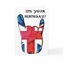 Union Jack Horns Pop Art Rock Carte d'anniversaire