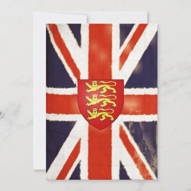 Union Jack vintage Avec Armoiries Invitations (Devant)