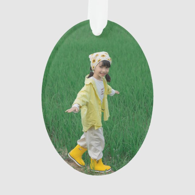 Unique Acrylic Oval Ornament Featuring Your Image (dos)