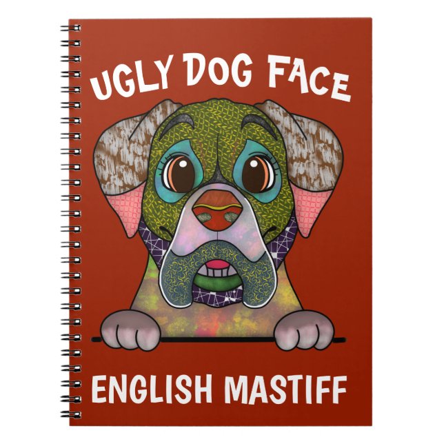 Unique anglais Mastiff laide Carnet visage chien (Devant)