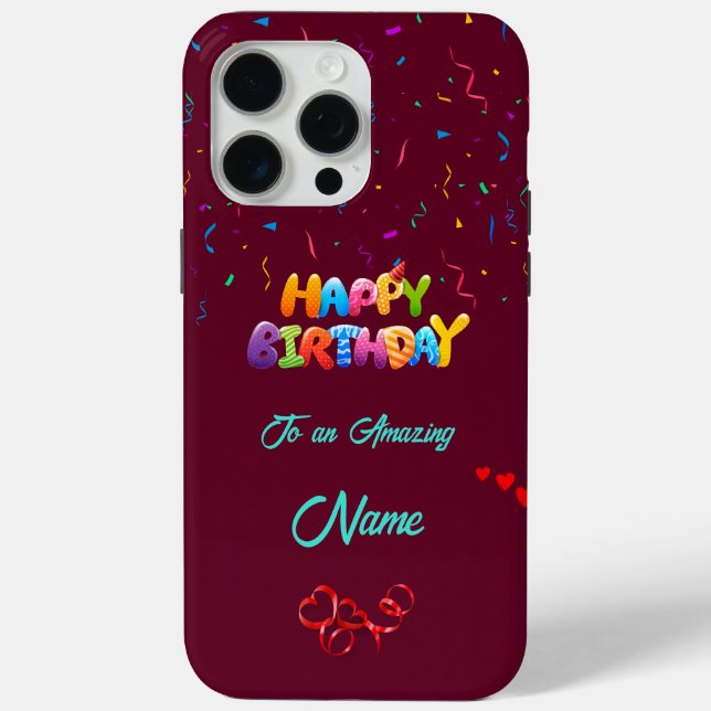 Unique Anniversaire iPhone 15 Pro Max Coque (Verso)