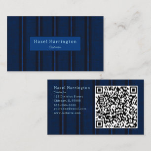 Unique bleu foncé QR Code Carte de visite Classy
