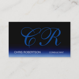 Unique Carte de visite de monogramme bleu noir élé