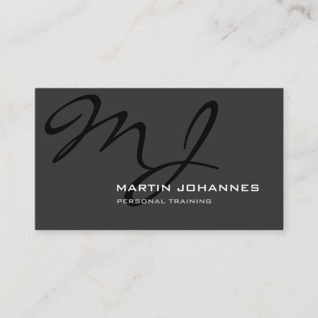 Unique Carte de visite Monogram Grey (Devant)