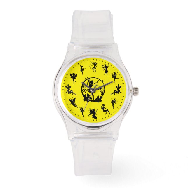 Unique Cute Fée Noire Silhouettes Thème Montre (Recto)