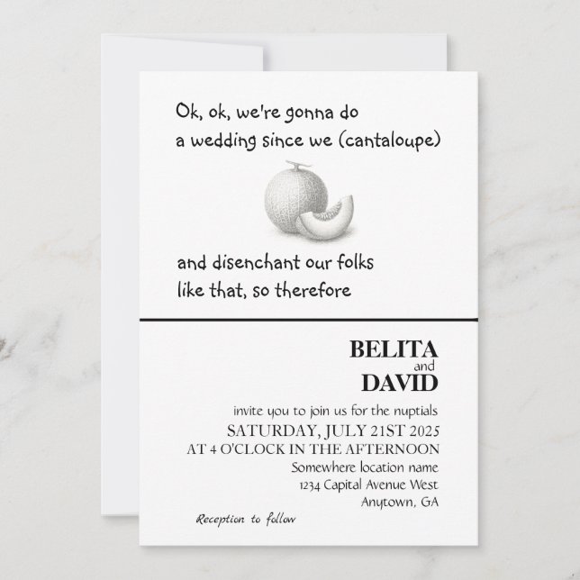 Unique, drôle de faire-part de mariage de cantalou (Devant)